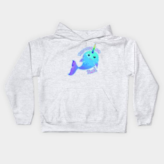 Unicorns are real Narwal Art Kids Hoodie by AlondraHanley